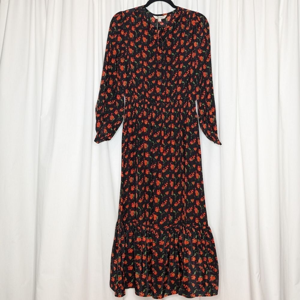 Tucker NYC Juliette Dress Mariposa in Crepe de Chine Silk Midi Floral